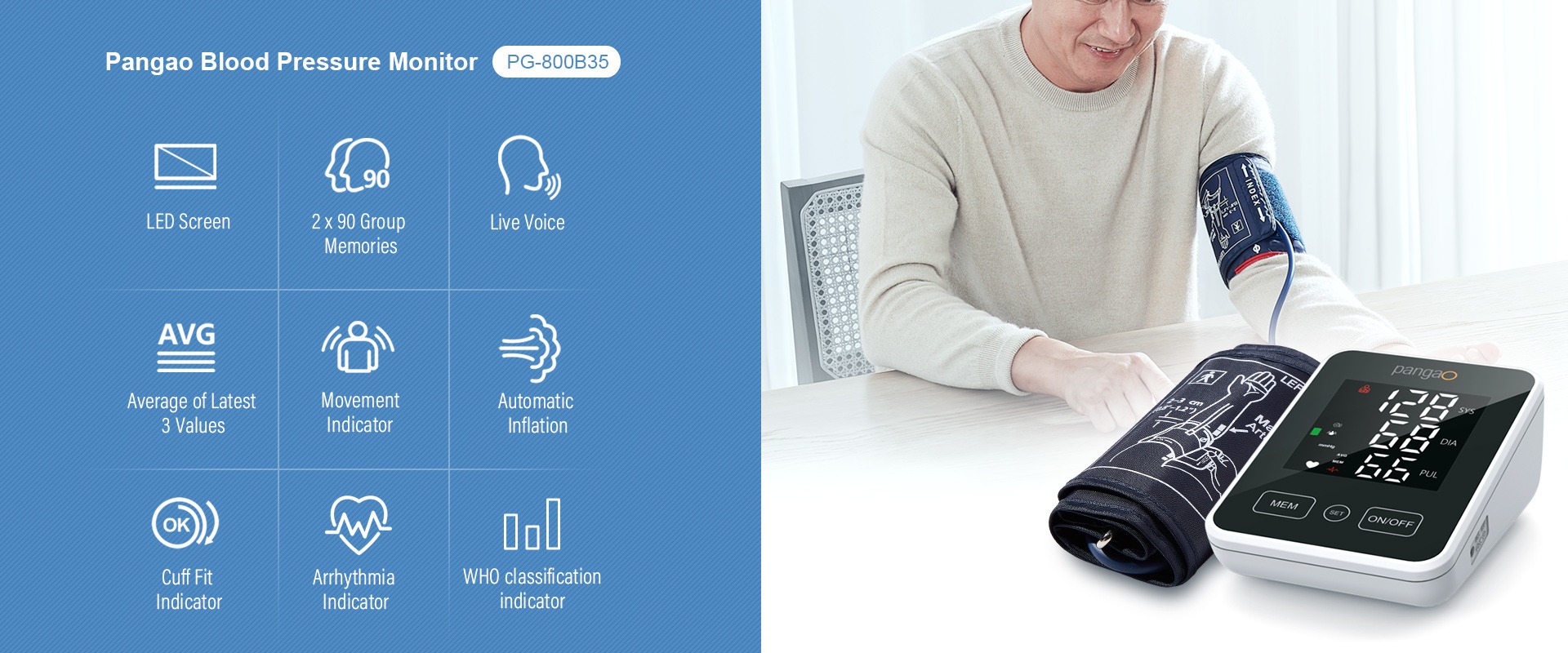 Accurate Home Automatic LED Screen Arm Cuff Blood Pressure Monitor