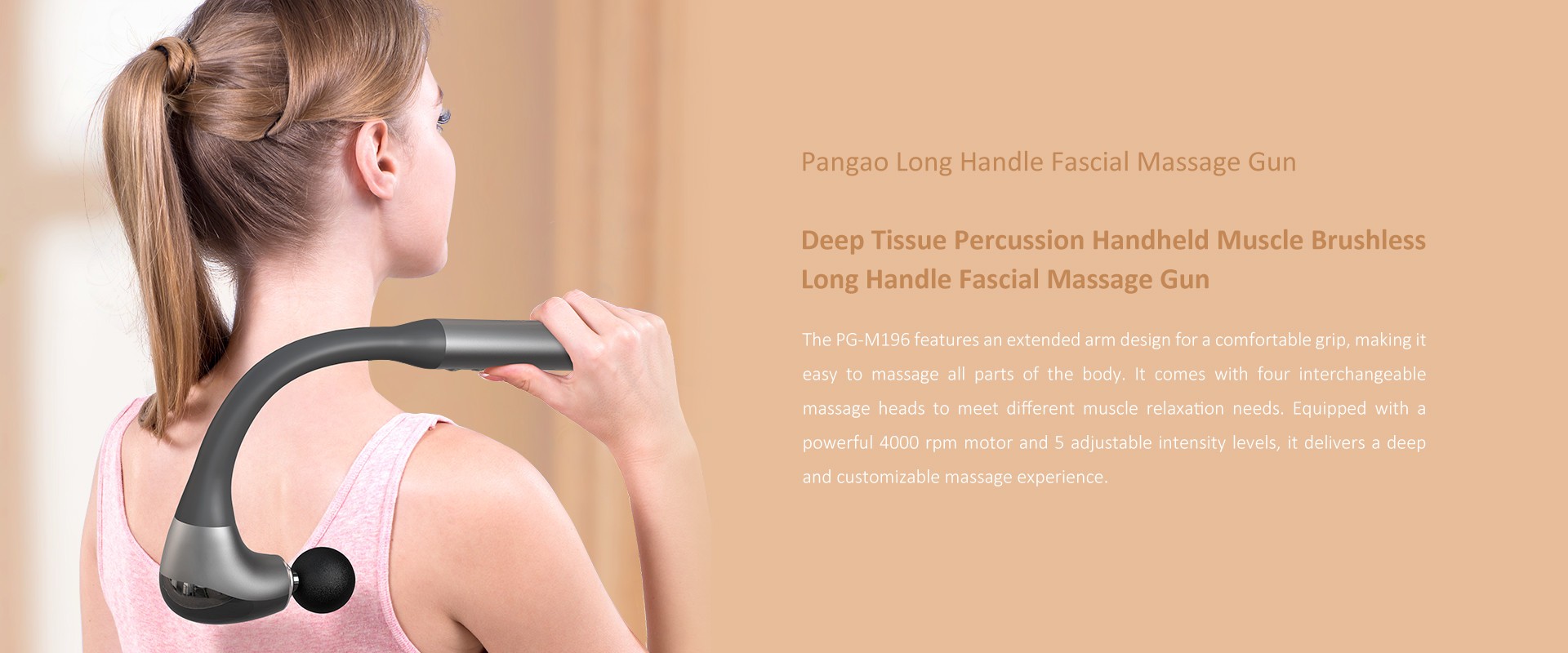 Deep Tissue Percussion Long Handle Fascial Massage Gun