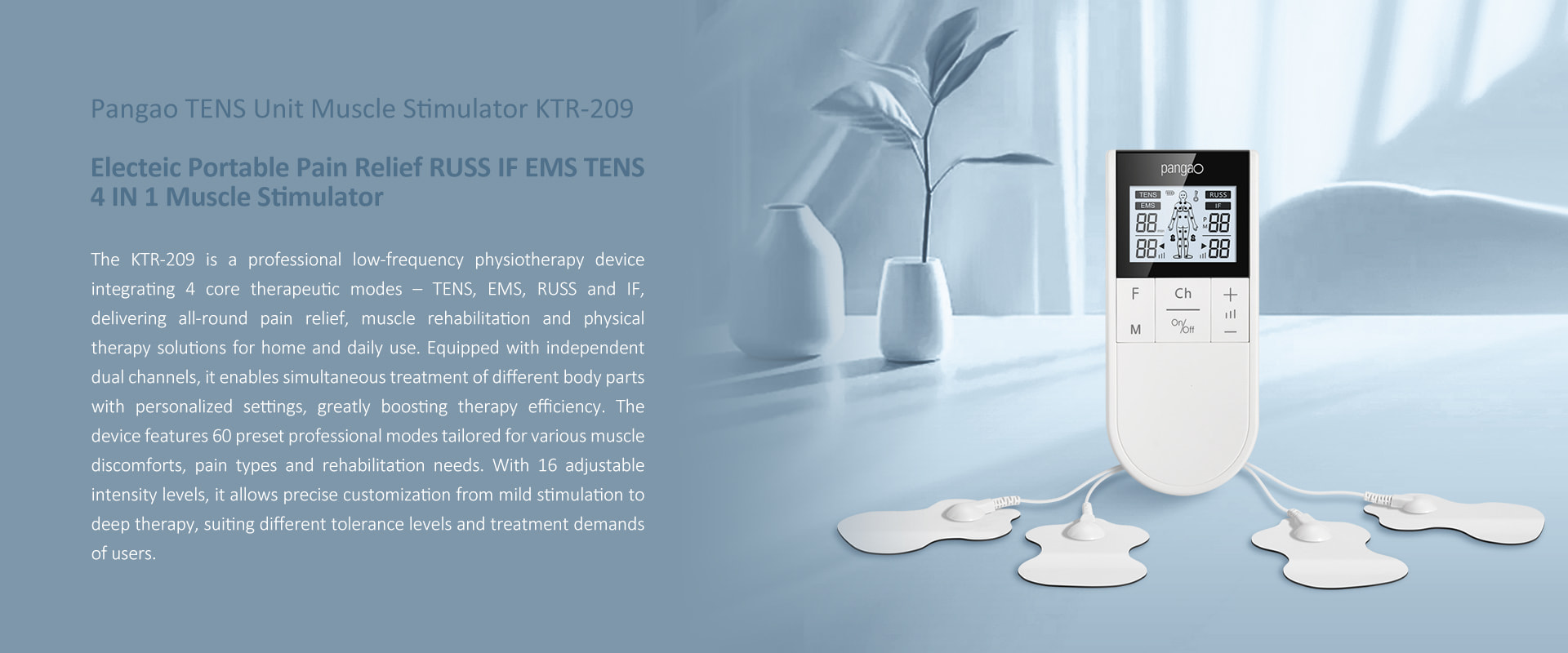 Portable Low-frequency Physiotherapy Device EMS TENS Unit Muscle Stimulator