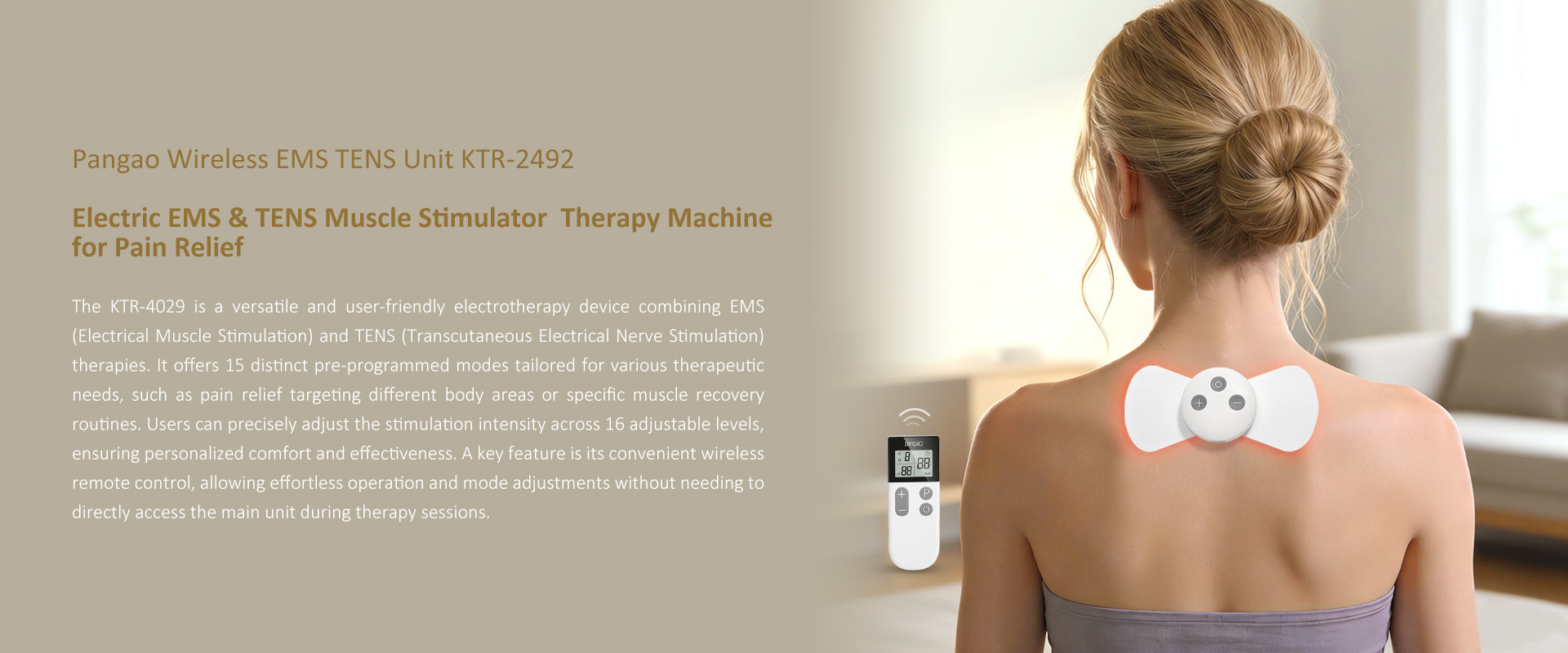 Electric Wireless Muscle Stimulator EMS TENS Physical Therapy Machine