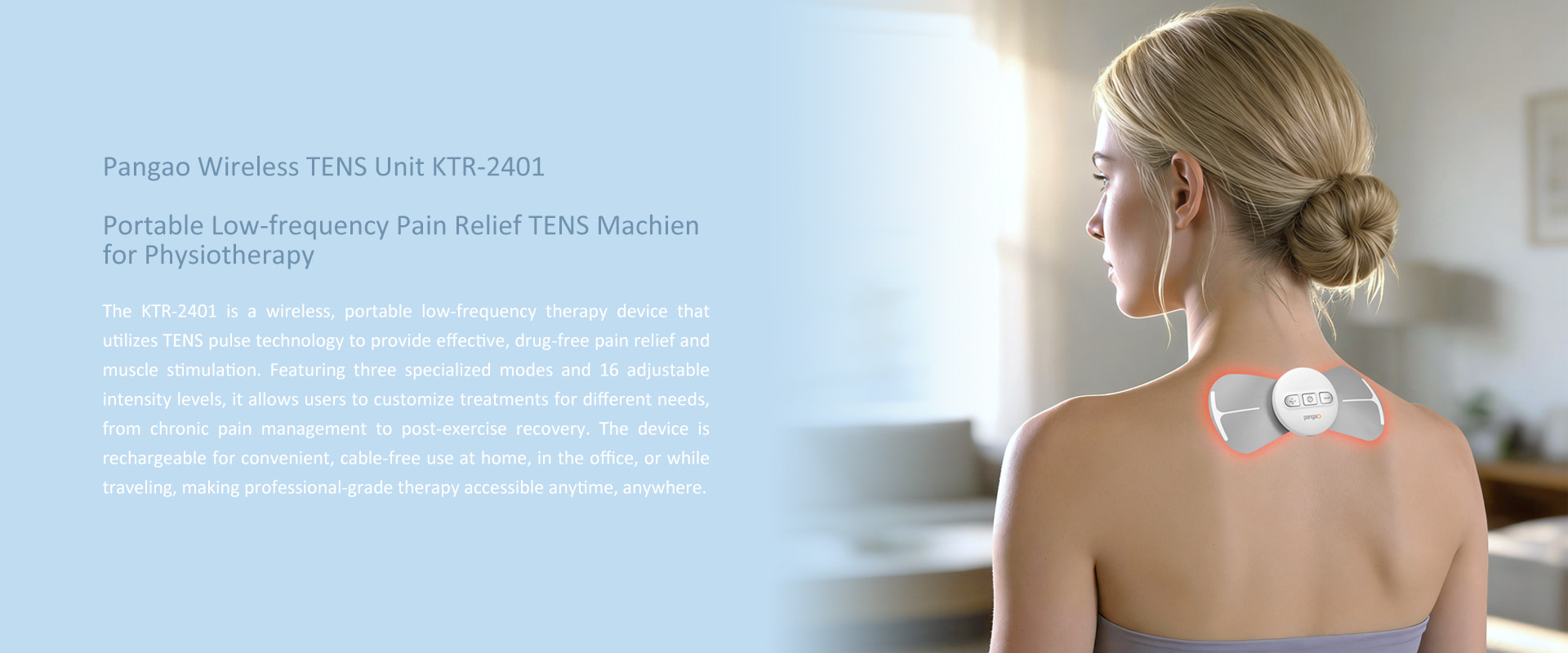 Rechargeable Wireless Electric Pulse TENS Physiotherapy Machine for Pain Relief