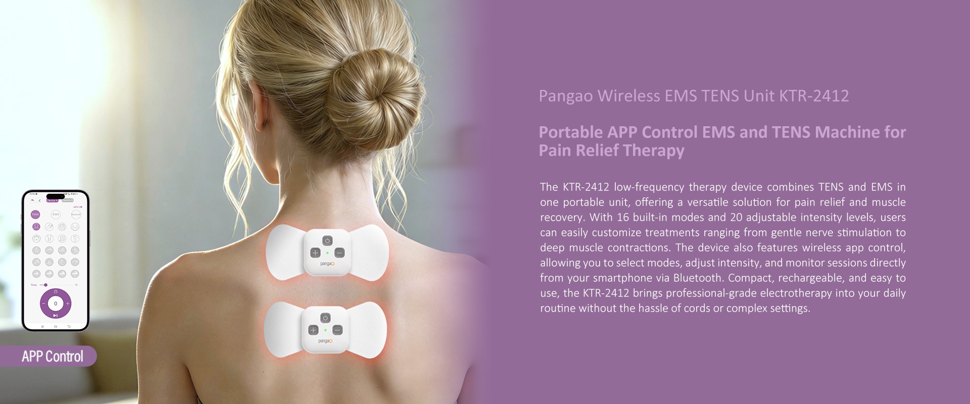 Portable Pain Relief APP Control Wireless EMS TENS Machine
